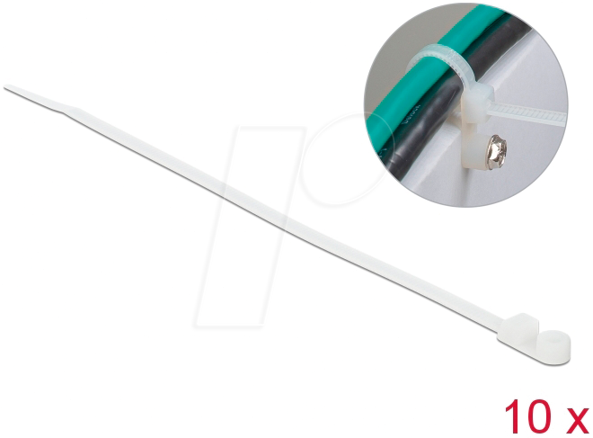 Bild von Delock Kabelbinder Kabelbinder mit Befestigungsöse L 300 x B 4,8 mm, weiß,...