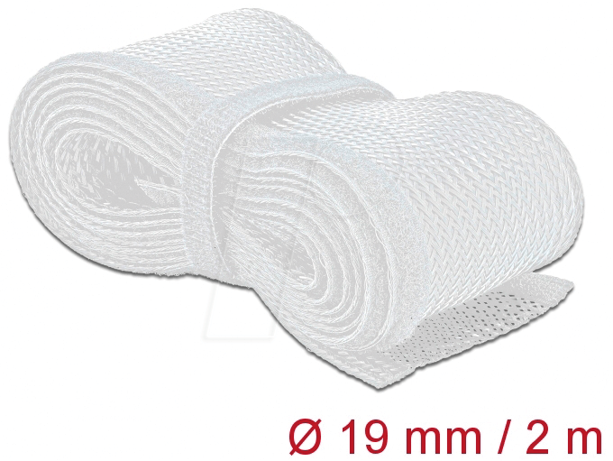 Bild von Delock Geflechtschlauch Geflechtschlauch mit Klettverschluss 2 m x 19 mm weiß