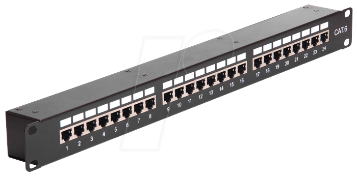 Bild von Delock 19″ Kupplungs-Patchpanel 24 Port Cat.6, Server Zubehör, Schwarz