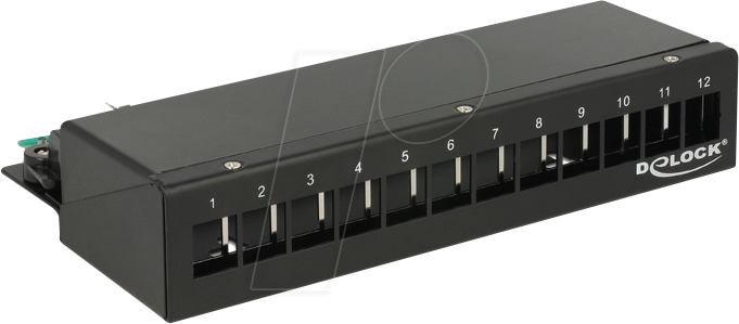Bild von DeLOCK 43339 Patch Panel - Patch Panels (Schwarz, Metall, 221 mm, 112,5 mm, 44,5 mm, Box)