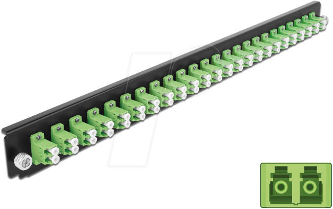 Bild von DeLOCK - Rack-Montageblech für Glasfaser-Spleißbox - Vorderseite - LC MM X 24 - hellgrün - 1U - 48,3 cm (19) (43362)