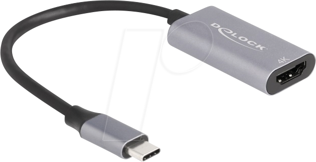 Bild von Delock Adapter USB Type-C Stecker zu HDMI Buchse (DP Alt Mod (USB Typ-C, 16 cm), Data + Video Adapter, Grau