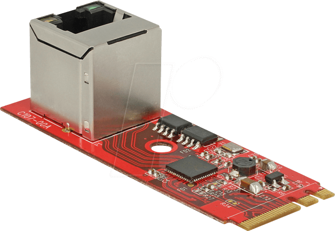 Bild von DeLock Converter M.2 Key A+E male > 1 x Gigabit LAN vertical - Netzwerkadapter - M.2 Card - Gigabit Ethernet x 1 (62949)