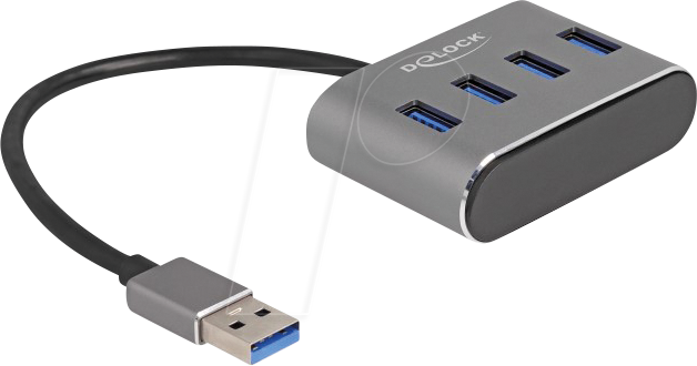 Bild von DeLOCK 63190 Schnittstellen-Hub USB 3.2 Gen 1 (3.1 Gen 1) Type-A 5000 Mbit/s Schwarz (63190)