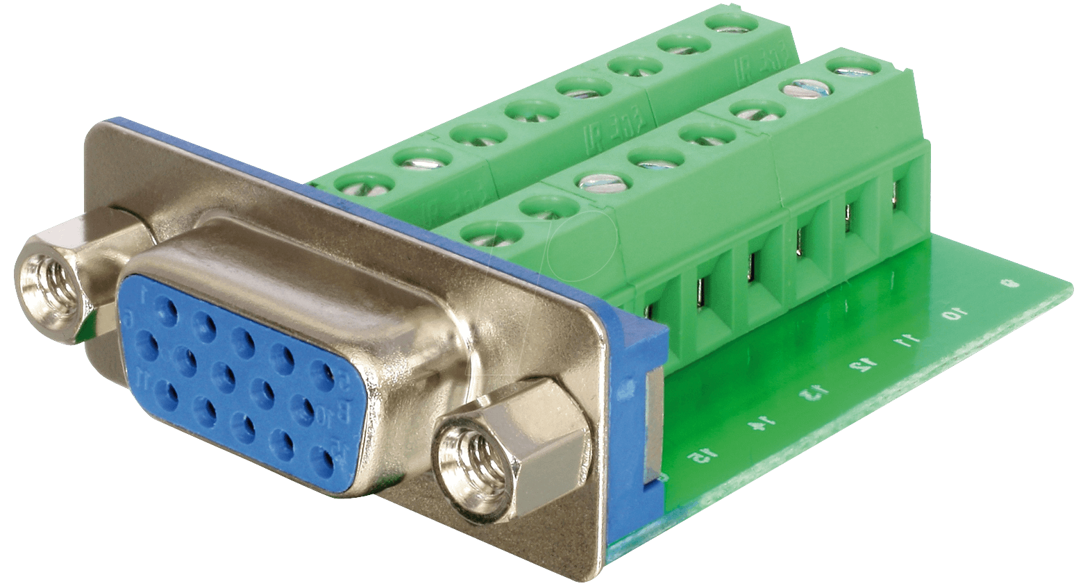 Bild von Delock Terminalblock 16pin zu (VGA, 4.27 cm), Data + Video Adapter, Grün, Silber, Blau, Schwarz