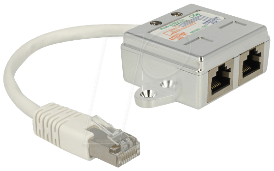 Bild von Delock RJ45 Netzwerk Adapter CAT 5 [1x RJ45-Stecker - 2x RJ45-Buchse] 15.00cm Weiß