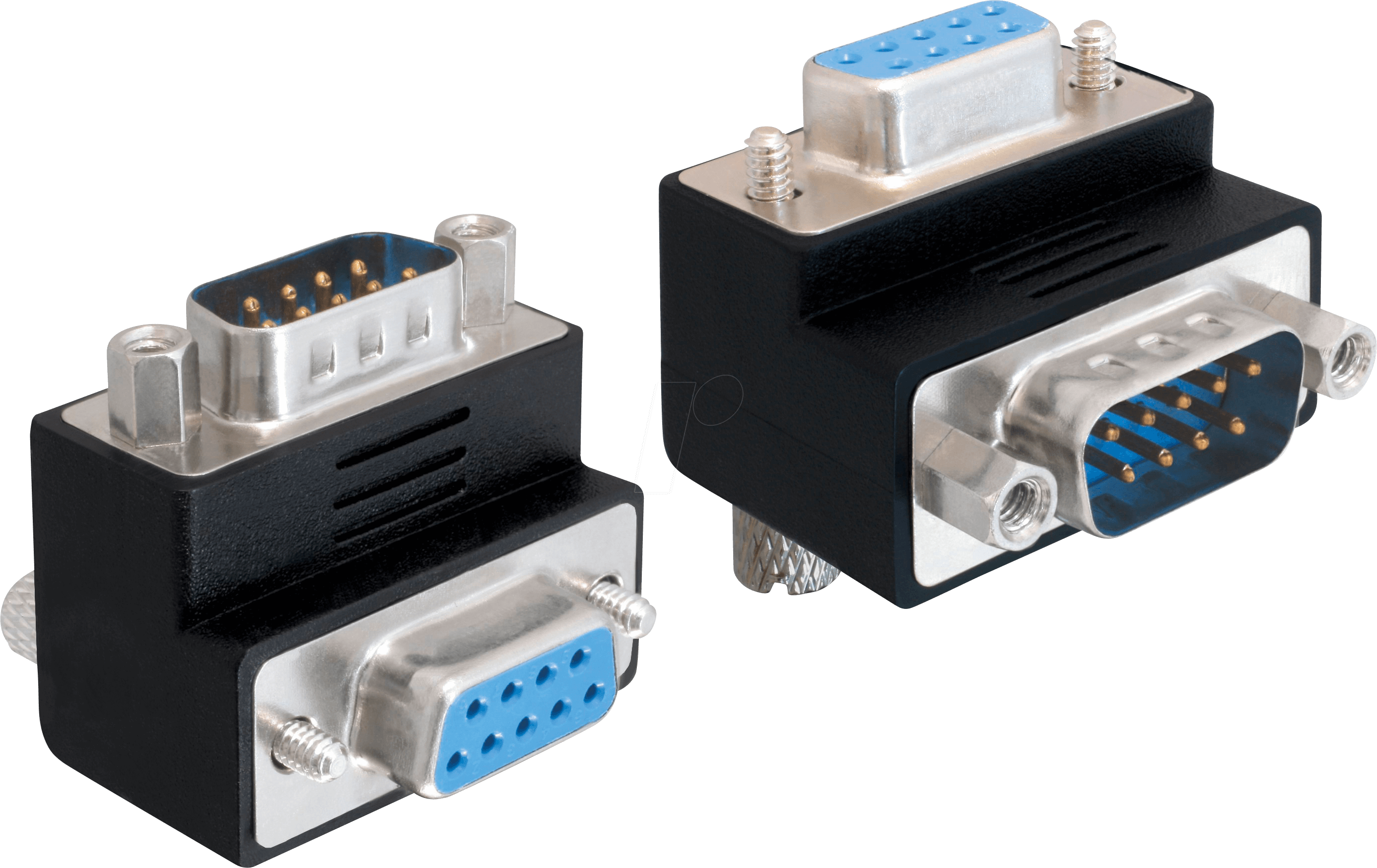 Bild von Delock Winkeladapter 270ø seriel DB9 St.-Bu. (Sub-D 9, 3 cm), Data + Video Adapter, Schwarz
