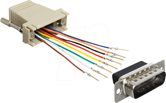 Bild von Delock 65432 RJ45 / VGA Adapter [1x D-SUB-Stecker 15pol. - 1x RJ45-Buchse] Schwarz, Grau, Silber