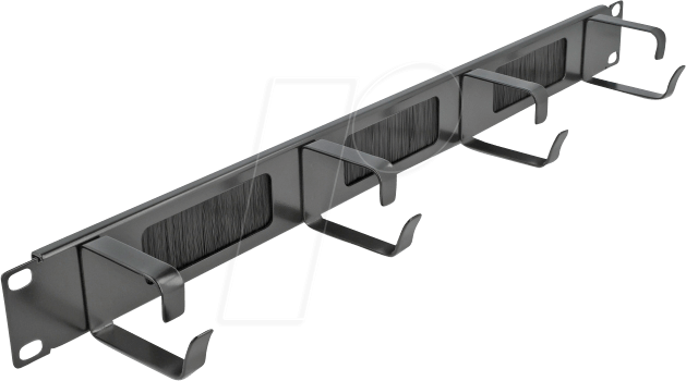 Bild von DeLOCK Cable Management Brush Strip with 4 hooks - Kabelführungspanel mit Bürste - Schwarz - 1U - 48,3 cm (19) (66489)