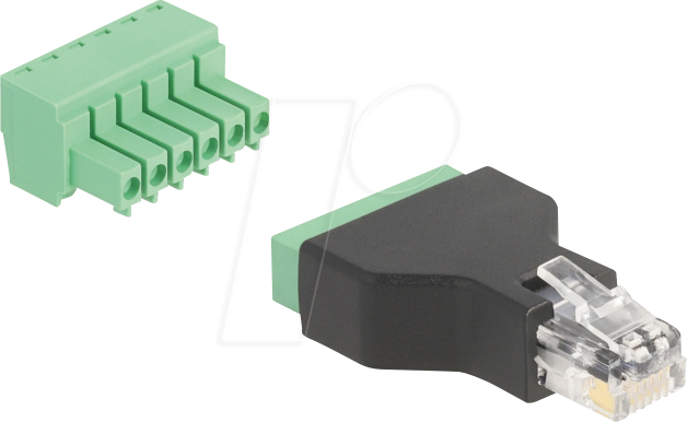 Bild von Delock RJ12 Stecker zu Terminalblock Adapter 6 Pin 2-teilig (Netzwerkkabel Stecker), Netzwerk Zubehör