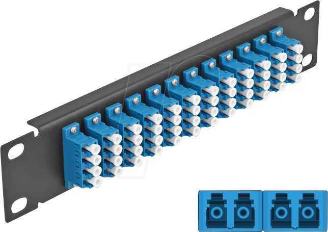 Bild von Delock 10? LWL Patchpanel 12 Port LC Quad blau 1 HE schwarz, Server Zubehör, Schwarz