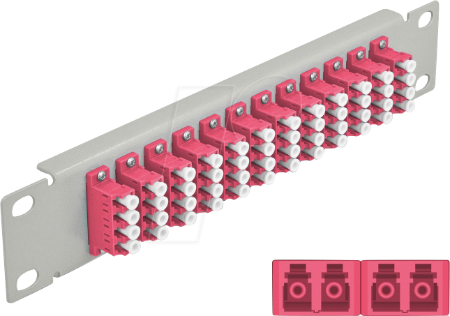 Bild von Delock 66800 - 10 Zoll LWL Patchpanel 12 Port LC Duplex grün 1 HE grau Netzwerk-Patch-Panel