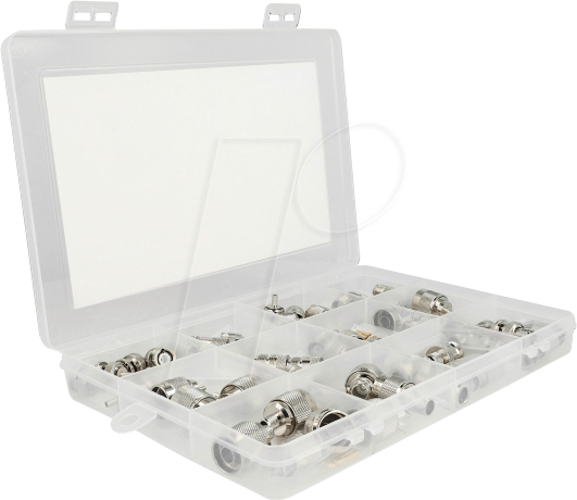 Bild von Delock Crimpbox 48-teilig 50 Ohm mit BNC, TNC und N Konnektoren (Kabel Zubehör), Netzwerk Zubehör
