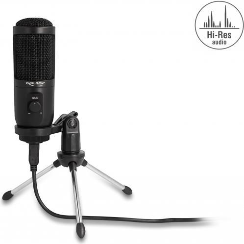 Bild von Delock USB Kondensator Mikrofon mit Ständer 24 Bit / 192 kHz für PC und Notebook (66832)