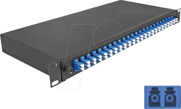 Bild von Delock 19? LWL Spleißbox 24 x LC Duplex OS2 1HE spleißfertig komplett bestückt, Server Zubehör, Schwarz