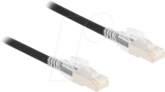Bild von Delock RJ45 Netzwerkkabel Cat.6A S/FTP mit Secure Clips Set 1 m schwarz (S/FTP, CAT6a, 1 m), Netzwerkkabel