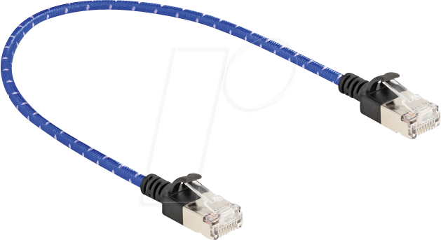 Bild von Delock RJ45 Netzwerkkabel mit Geflechtmantel Cat.6A U/FTP Sl (U/FTP, CAT6a, 0.30 m), Netzwerkkabel
