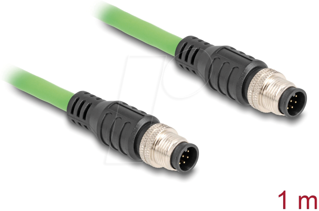 Bild von Delock 80411 - M12 Kabel A-kodiert 8 Pin Stecker zu Stecker PUR... Computer-Kabel, M12 8 Pin A-kodiert, M12 (100,00 cm)