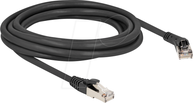 Bild von Delock RJ45 Netzwerkkabel Cat.8.1 S/FTP Stecker 45ï¿½ nach rechts gewinkelt zu Stecker gerade bis 40 (S/FTP, CAT8.1, 3 m), Netzwerkkabel