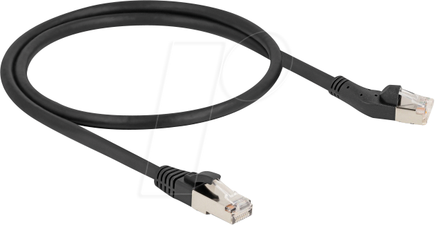Bild von Delock RJ45 Netzwerkkabel Cat.8.1 S/FTP Stecker 45ï¿½ nach links gewinkelt zu Stecker gerade bis 40 (S/FTP, CAT8.1, 0.50 m), Netzwerkkabel