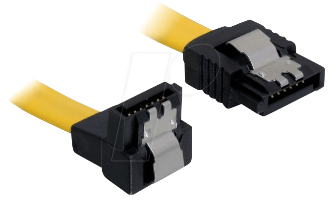 Bild von Delock SATA 6 Gb/s Kabel gerade auf unten gewinkelt 50 cm gelb (82811)