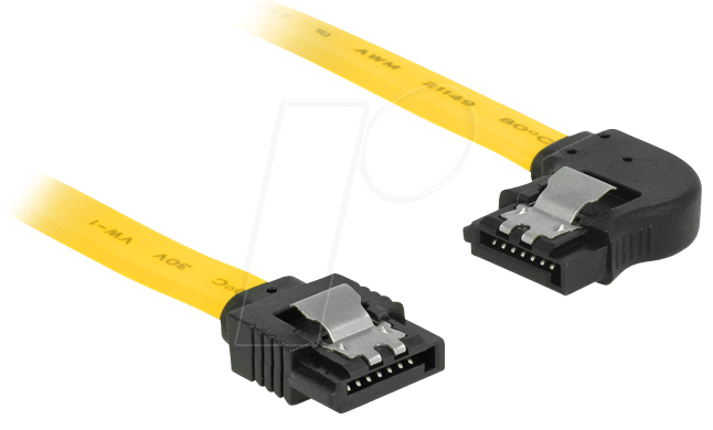 Bild von Delock 82826 - SATA 6 Gb/s Kabel gerade auf links gewinkelt 70 cm gelb Computer-Kabel