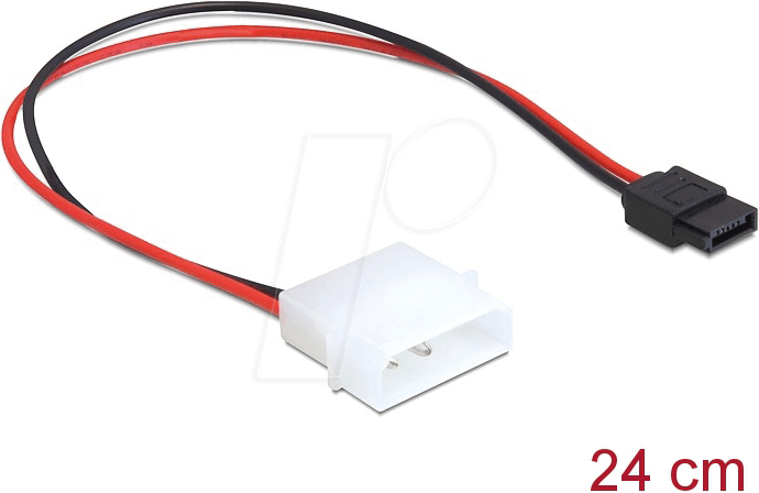 Bild von Delock Stromkabel Molex 4 Pin Stecker zu Slim SATA 6 Pin Buchse 24 cm (82913)