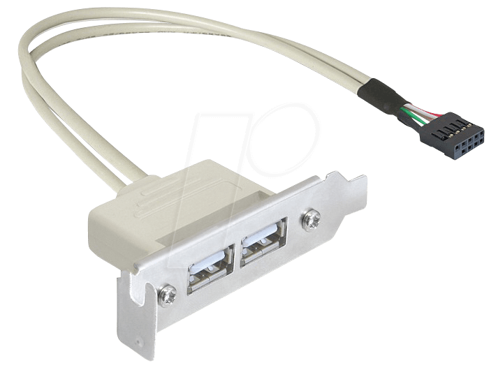 Bild von Delock low profile Slotblech 2x USB 2.0 zu Header (0.50 m, USB 2.0), USB Kabel