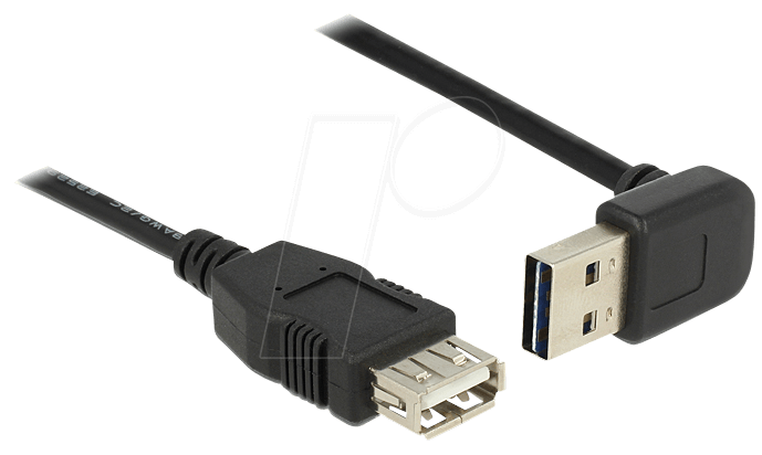 Bild von Delock USB-Kabel USB 2.0 USB-A Stecker, USB-A Buchse 1.00m Schwarz beidseitig verwendbarer Stecker,
