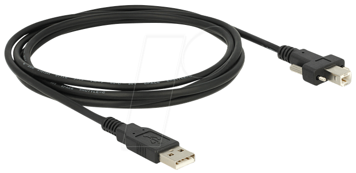 Bild von DeLOCK - USB-Kabel - USB Typ A, 4-polig (M) - USB Typ B, 4-polig (M) - 2,0m - Flügelschrauben - Schwarz (83595)