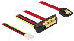 Bild von Delock Cable SATA 6 GB/s 7 pin + Floppy 4pin Power Jack > SATA 22 Pin Female gewinkelt Metal 30 cm