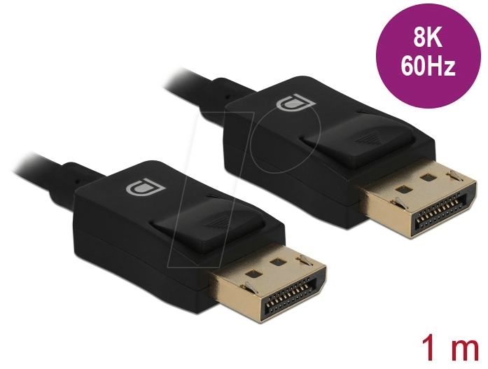 Bild von Delock Koaxiales DisplayPort Kabel 8K 60 Hz 1 m HDMI-Kabel, Display Port, DisplayPort (100,00 cm)