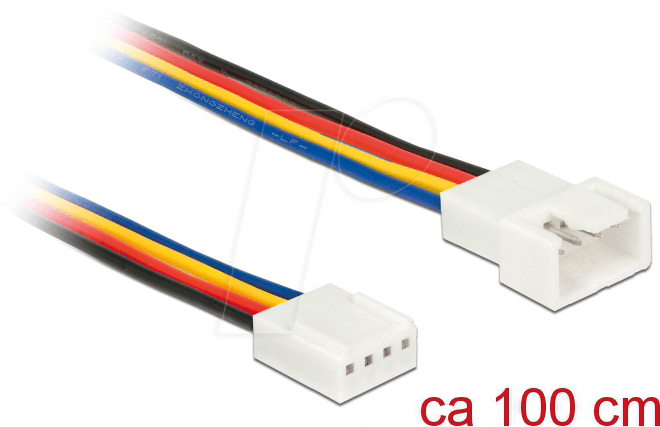 Bild von Delock PC-Lüfter Anschlusskabel [1x PC-Lüfter Stecker 4pol. - 1x PC-Lüfter Bu Computer-Kabel, (100.00 cm)