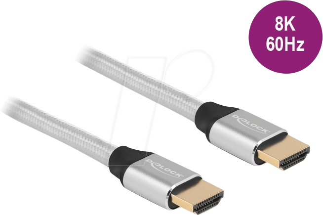 Bild von DELOCK 85367 - Ultra High Speed HDMI Kabel 48 Gbps 8K 60 Hz silber 2 m zertifiz