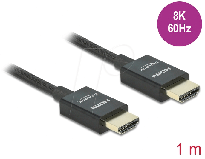 Bild von Delock Koaxiales High Speed HDMI Kabel 48 Gbps 8K 60 Hz schwarz, 1 m HDMI-Kabel, HDMI-A, HDMI (100,00 cm)