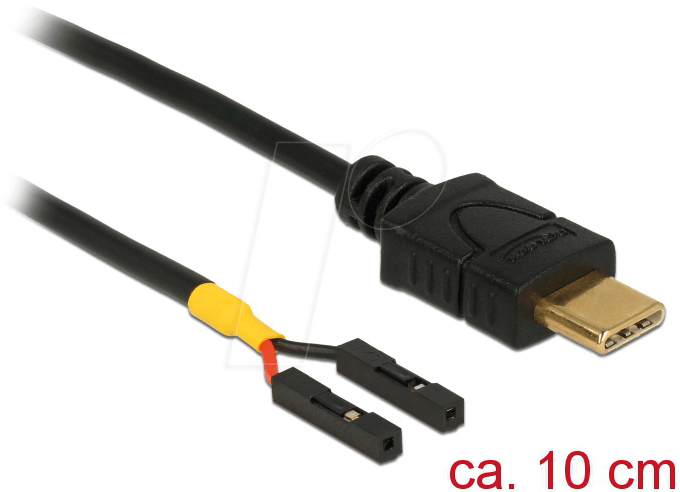 Bild von Delock USB-Kabel - USB-C (M) bis 2 pin USB Header (W) Separate - USB 2.0-10 cm - Schwarz (85394)