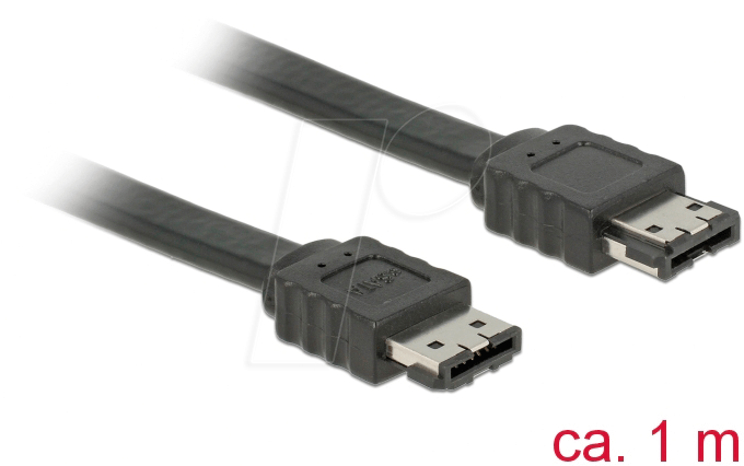 Bild von DeLOCK - eSATA-Kabel - Serial ATA 150/300 - eSATA (R) bis eSATA (R) - 1,0m - verseilt - Schwarz (85640)
