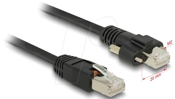 Bild von Delock - Patch-Kabel - RJ-45 (M) zu RJ-45 (M) schraubbar - 1 m - SSTP-Kabel - CAT 6 - Schwarz