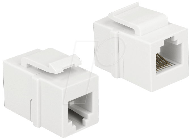 Bild von Delock 86380 - Keystone Modul RJ12 Buchse > RJ12 Buchse Cat.3 weiß Computer-Kabel, RJ12, RJ12