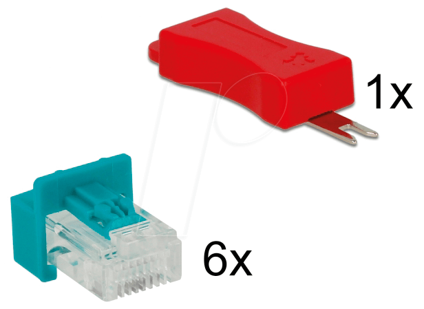 Bild von Delock Kabelverbinder-Sortiment 86425 - RJ45 Secure Clip mit Stecker Set mit 6 Stück