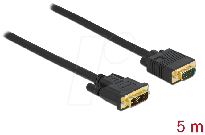 Bild von DeLOCK - Videokabel - Single Link - DVI-A (M) bis HD-15 (VGA) (M) - 5,0m - Daumenschrauben - Schwarz (86751)
