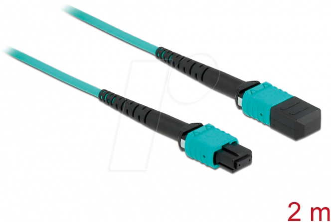 Bild von Delock - Stammkabel - MPO-Multi-Modus (W) bis MPO-Multi-Modus (W) - 2,0m - 3 mm - Glasfaser - 50/125 Mikrometer - OM4 - halogenfrei - Aquamarin (86956)