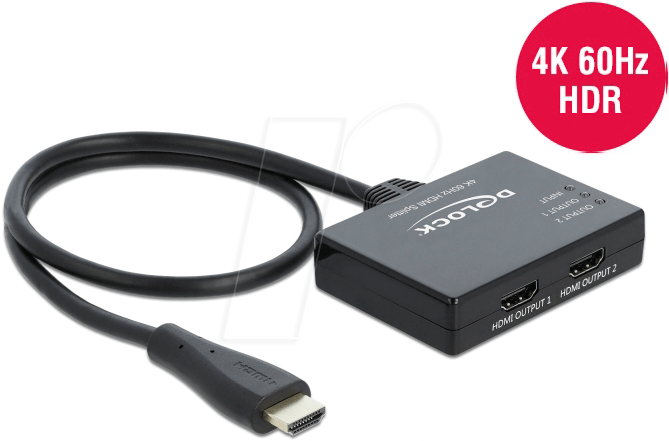 Bild von Delock DeLOCK HDMI Splitter 1 x HDMI in > 2 x HDMI out 4K Netzwerk-Switch