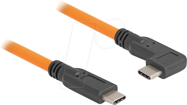 Bild von DeLOCK 87961 - USB 5 Gbps Kabel USB Type-C(TM) Stecker zu Stecker 90° gewinkelt, Tethered Shooting 1 m orange