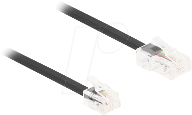 Bild von Delock Telefonkabel RJ45 Stecker zu RJ11 Stecker schwarz 2 m, Telefon Zubehör