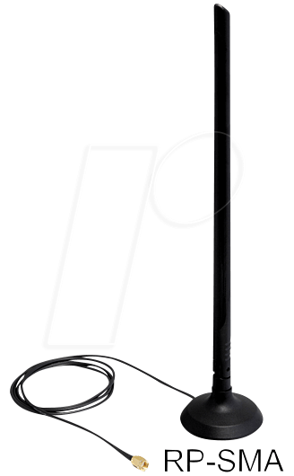 Bild von DeLOCK SMA WLAN Antenna with Magnetic Stand and Flexible Joint 6,5 dBi - Antenne - 802,11 b/g/n - 6,5 dBi - ungerichtet (88410)