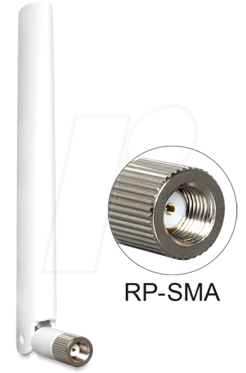 Bild von DeLOCK WLAN antenna RP-SMA - Antenne - 802,11 a/b/g/n - 2 dBi (für 2400 MHz - 2500 MHz), 4 dBi (für 5,100 MHz - 5,875 MHz) - ungerichtet - weiß (88460)