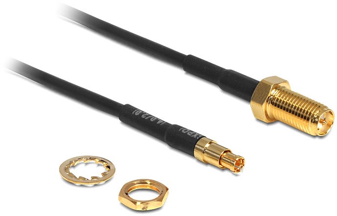 Bild von Delock 88483 - Antennenkabel RP-SMA Buchse zum Einbau > TS-9... Computer-Kabel, RP-SMA, (20,00 cm)