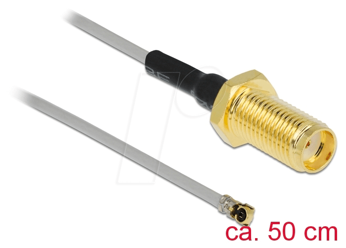 Bild von Delock 90404 - Antennenkabel SMA-Buchse Bulkhead auf MHF® 4L... Computer-Kabel, SMA, (50,00 cm)