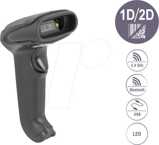 Bild von Delock - Barcode-Scanner - tragbar - 30 Scans/Sek. - decodiert - USB2.0, Bluetooth 4,0, RF(2,4 GHz) (90562)